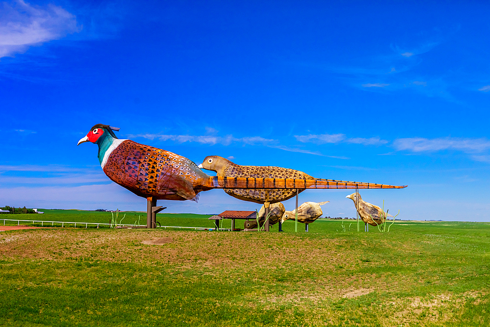 The Enchanted Highway, a collection of large scrap metal sculptures constructed at intervals along a two-lane highway, North Dakota, United States of America, North America