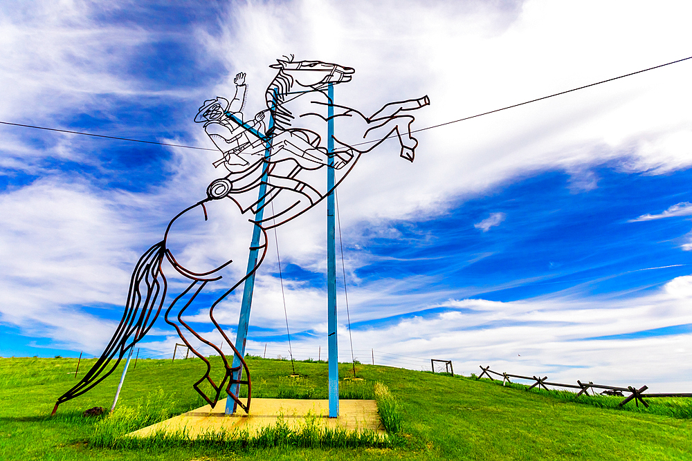 The Enchanted Highway, a collection of large scrap metal sculptures constructed at intervals along a two-lane highway, North Dakota, United States of America, North America