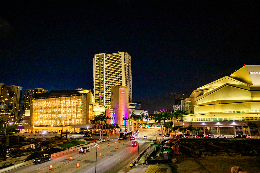 Miami streets at night, Miami, Florida, United States of America, North America