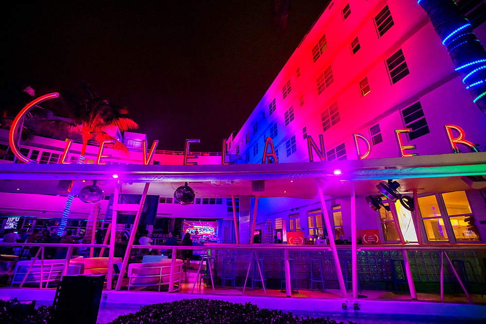 Clevelander Miami at night, Miami, Florida, United States of America, North America