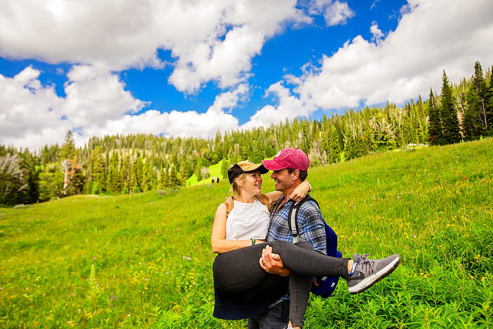 Couple at Grand Teton National Park, Jackson, Wyoming, United States of America, North America