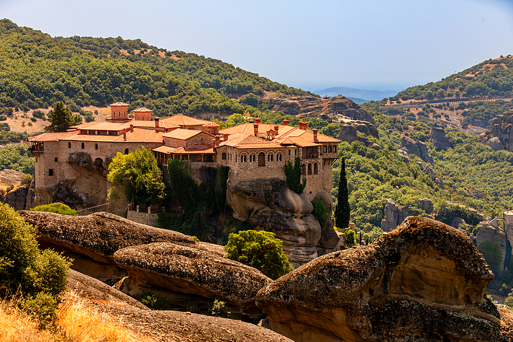 View of the Meteora Monasteries, UNESCO World Heritage Site, Thessaly, Greece, Europe