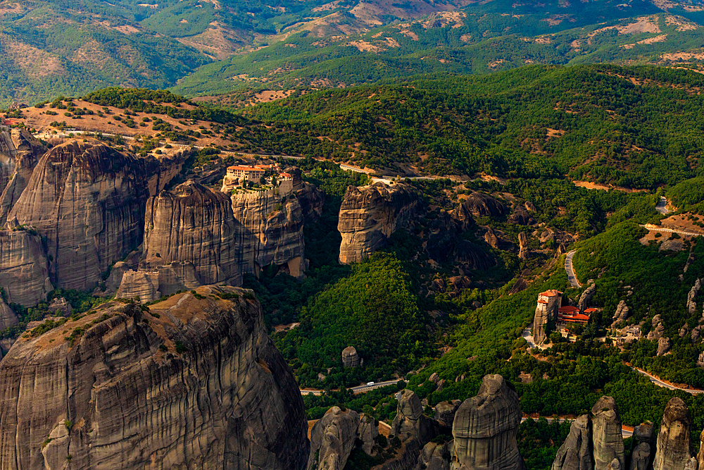 View of Meteora cliffs, UNESCO World Heritage Site, Thessaly, Greece, Europe