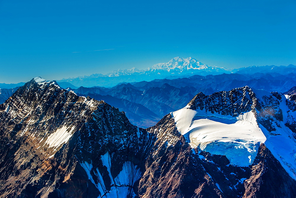 Flightseeing through peaks of Mt. Denali and the Alaskan mountain range, Alaska, United States of America, North America