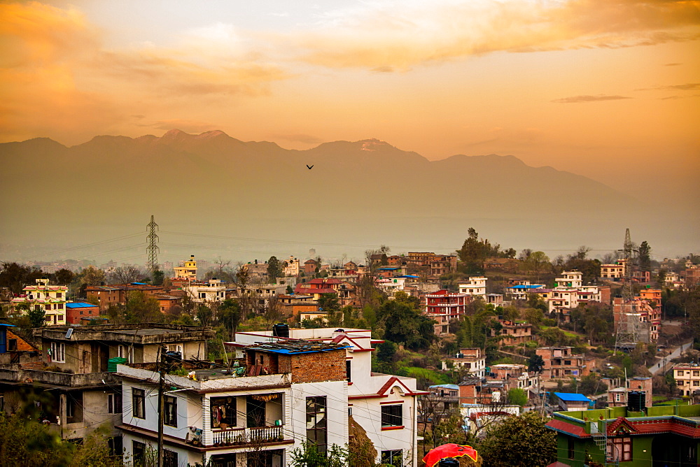 Sunrise over the medieval village of Bhaktapur (Bhadgaon), Kathmandu Valley, Nepal, Asia