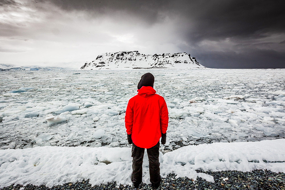 Taking in the view of glaciers in Granite Bay, on mainland Antarctica, Polar Regions