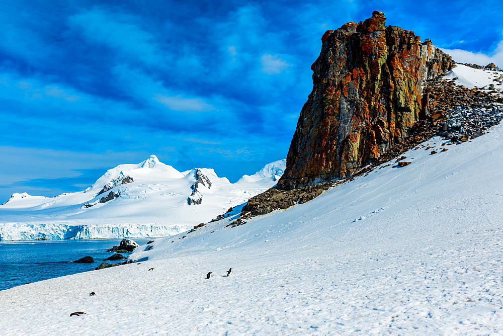 Scenic view of the glacial ice and floating icebergs in Antarctica, Polar Regions