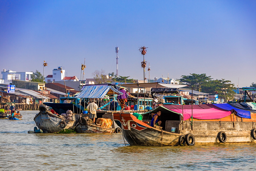 The floating market outside Can Tho, Vietnam, Indochina, Southeast Asia, Asia