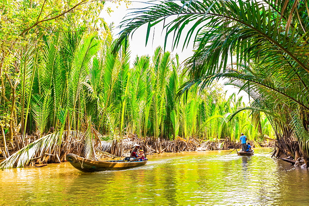 Sailing on the tributaries of the Mekong River, Vietnam, Indochina, Southeast Asia, Asia