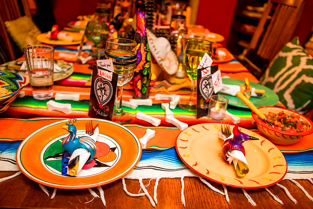 Day of the Dead themed dinner and celebration in the desert, California, United States of America, North America