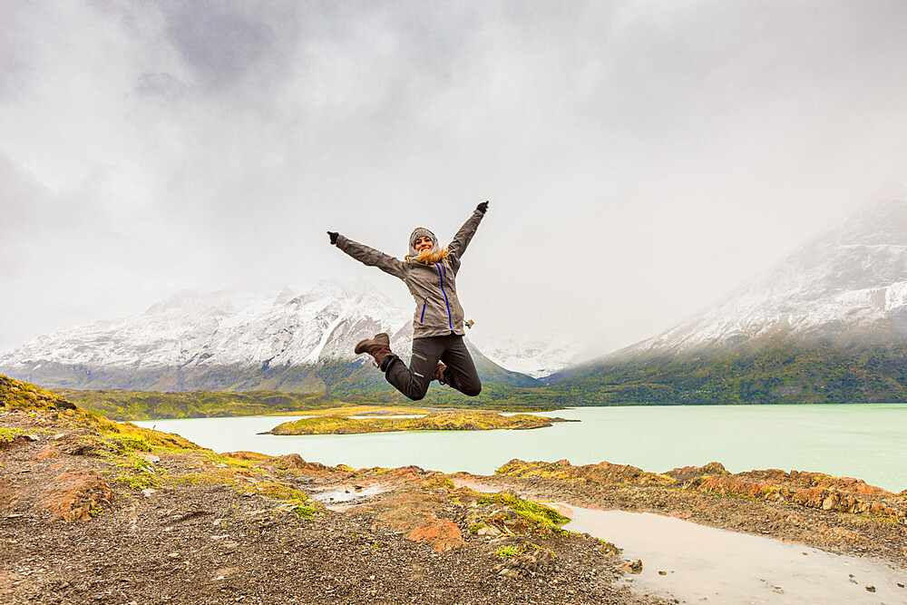 Enjoying the beautiful scenery of Torres del Paine National Park, Patagonia, Chile, South America