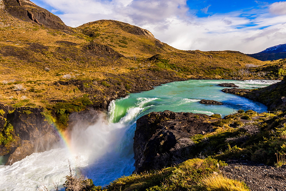 Beautiful rainbow over Torres del Paine National Park, Patagonia, Chile, South America