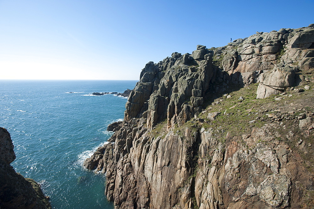 Rugged Cornish coastline near Land's End at the westernmost part of the British Isles, Cornwall, England, United Kingdom, Europe