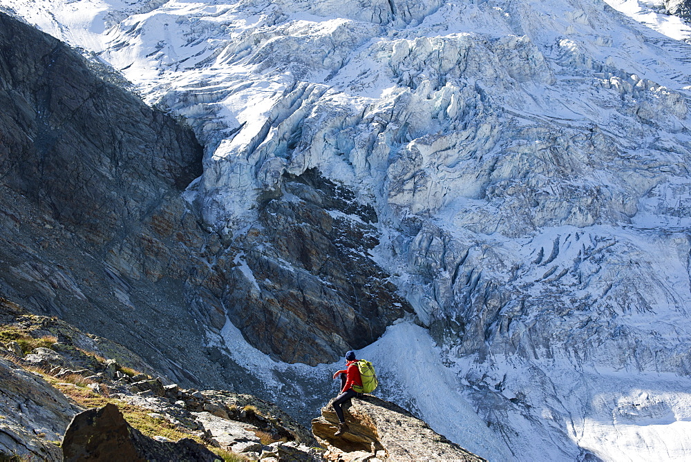 The classic Walkers Haute Route from Chamonix to Zermatt in the Swiss Alps, Switzerland, Europe