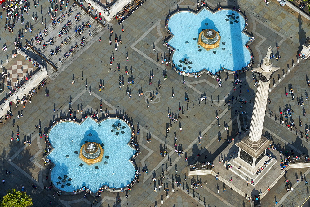 An aerial view of Trafalgar Square in London, England, United Kingdom, Europe