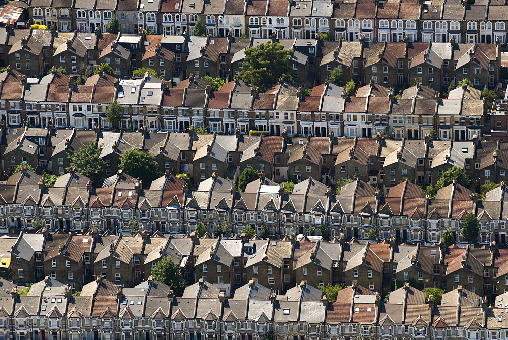 Rows of Victorian terraced houses in London, England, United Kingdom, Europe