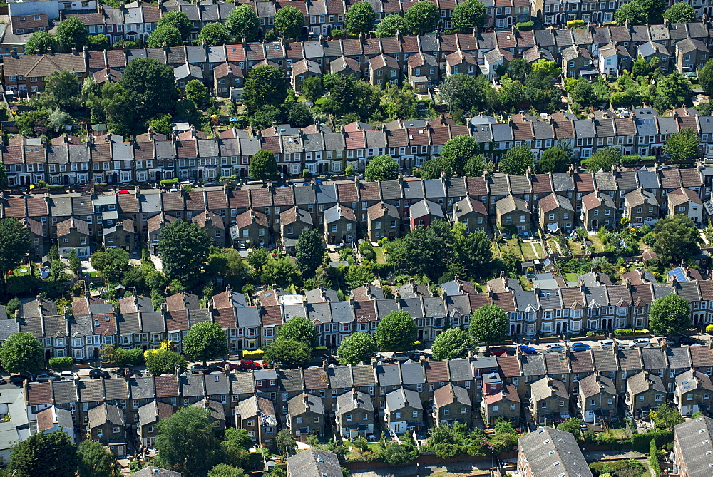 Rows of Victorian terraced houses in London, England, United Kingdom, Europe