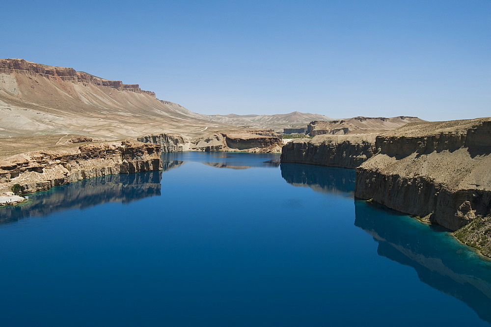 The spectacular deep blue lakes of Band-e Amir in central Afghanistan make up the country's first National Park, Afghanistan, Asia