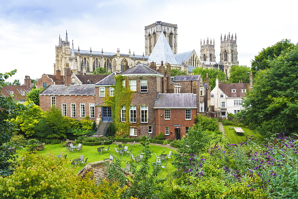 York Minster, Grays Court Hotel in foreground, York, North Yorkshire, England, United Kingdom, Europe