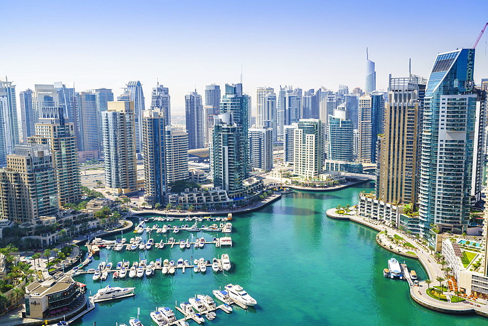 High view of Dubai Marina, Dubai, United Arab Emirates, Middle East