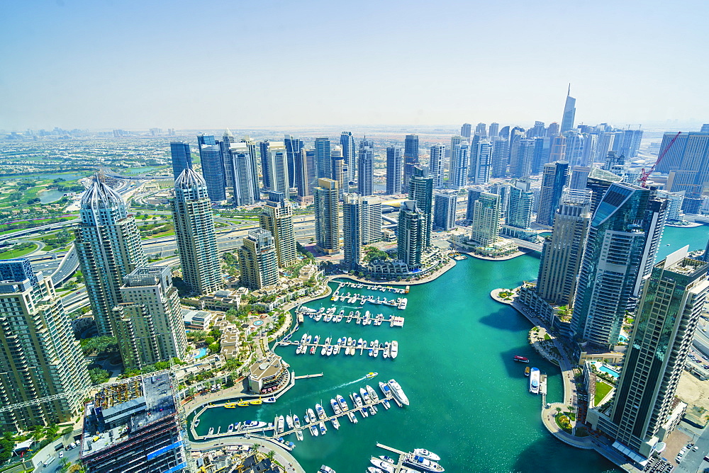 High view of Dubai Marina, Dubai, United Arab Emirates, Middle East