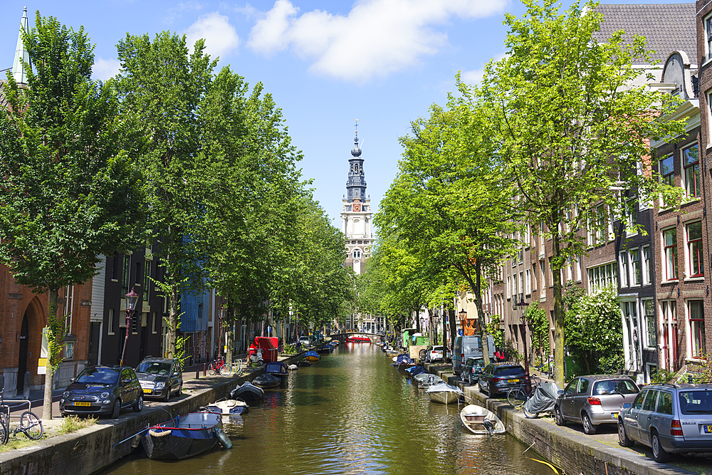 Zuiderkerk church and canal, Amsterdam, North Holland, The Netherlands, Europe