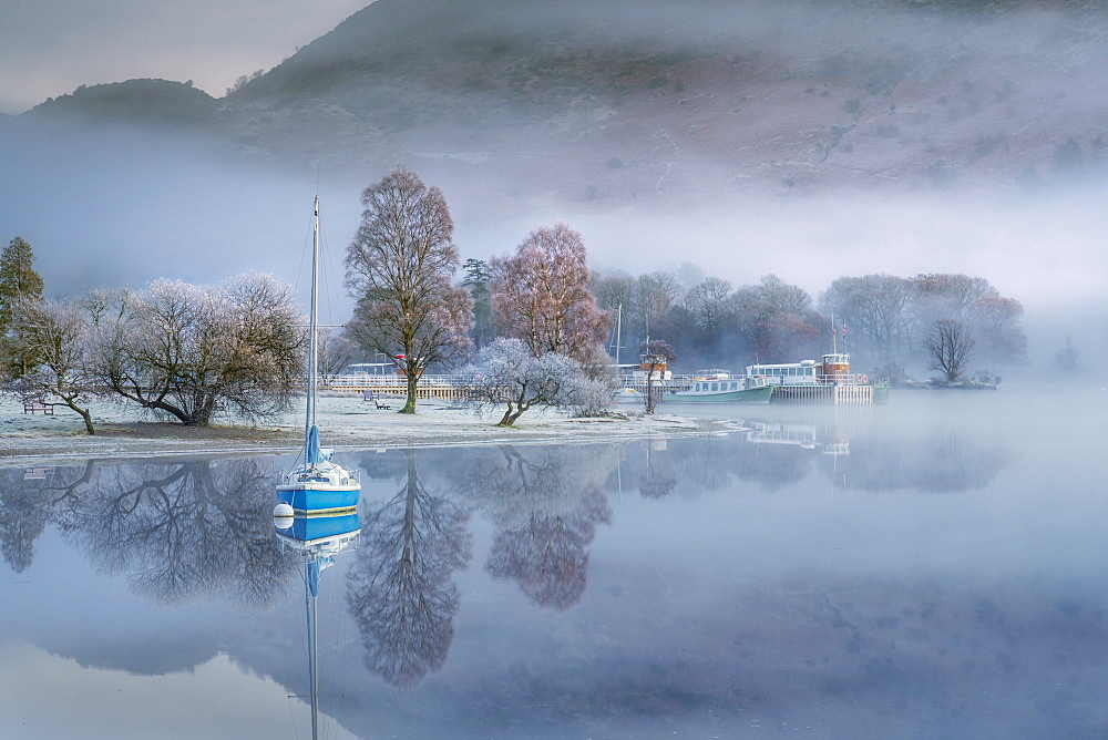 Dawn light over Glenridding on Ullswater, Lake District National Park, UNESCO World Heritage Site, Cumbria, England, United Kingdom, Europe