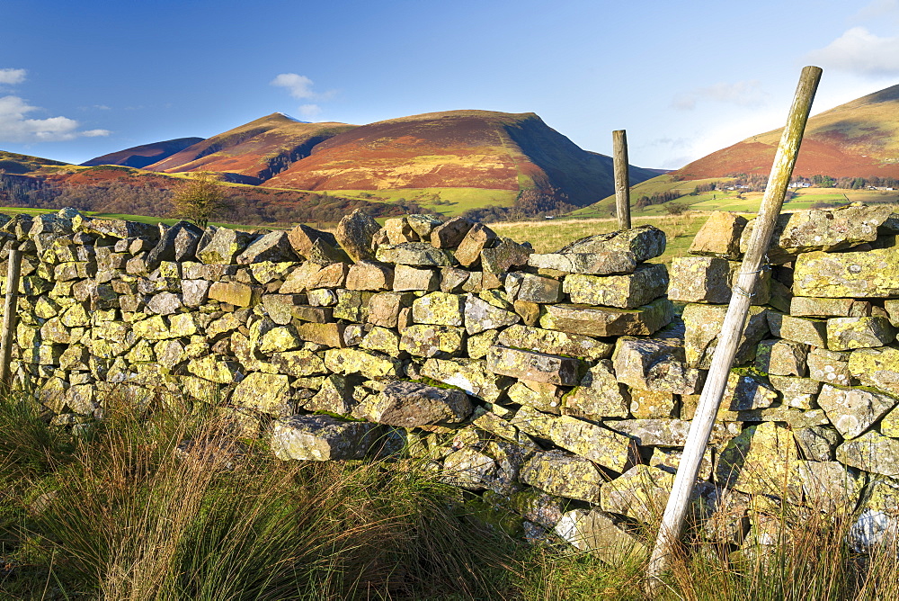 Winter sunlight over Skiddaw from Tewet Tarn, near Keswick, Lake District National Park, UNESCO World Heritage Site, Cumbria, England, United Kingdom, Europe