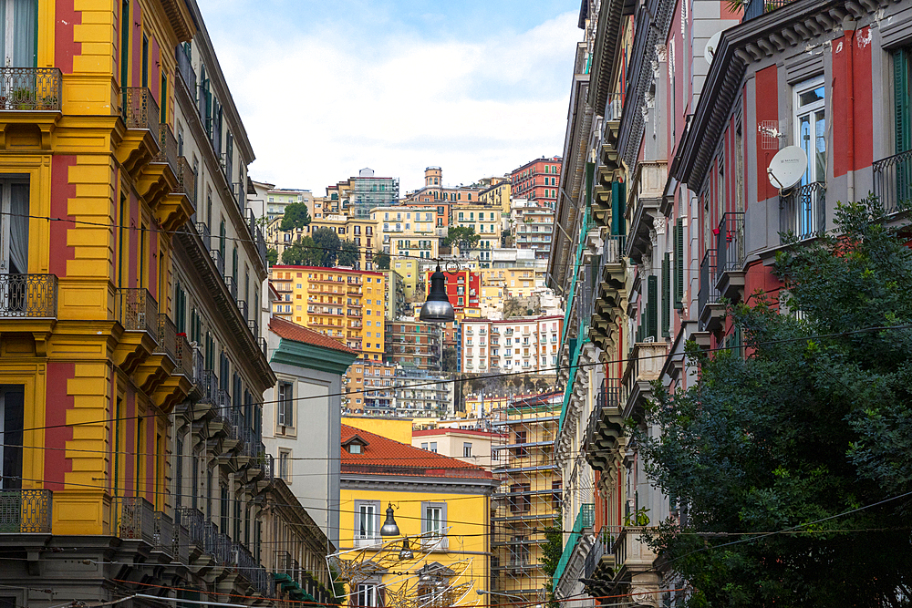 Residential Buildings fill the hills surrounding Naples. Campania, Italy, Europe.