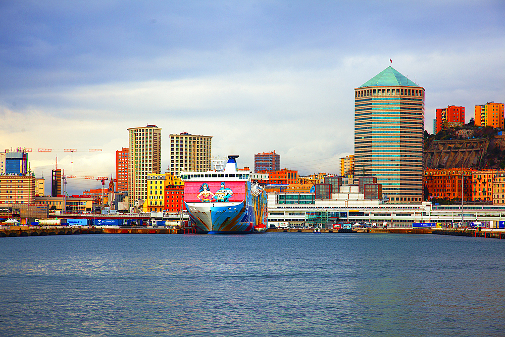 A view of the port, Genoa, Liguria, Italy, Europe.