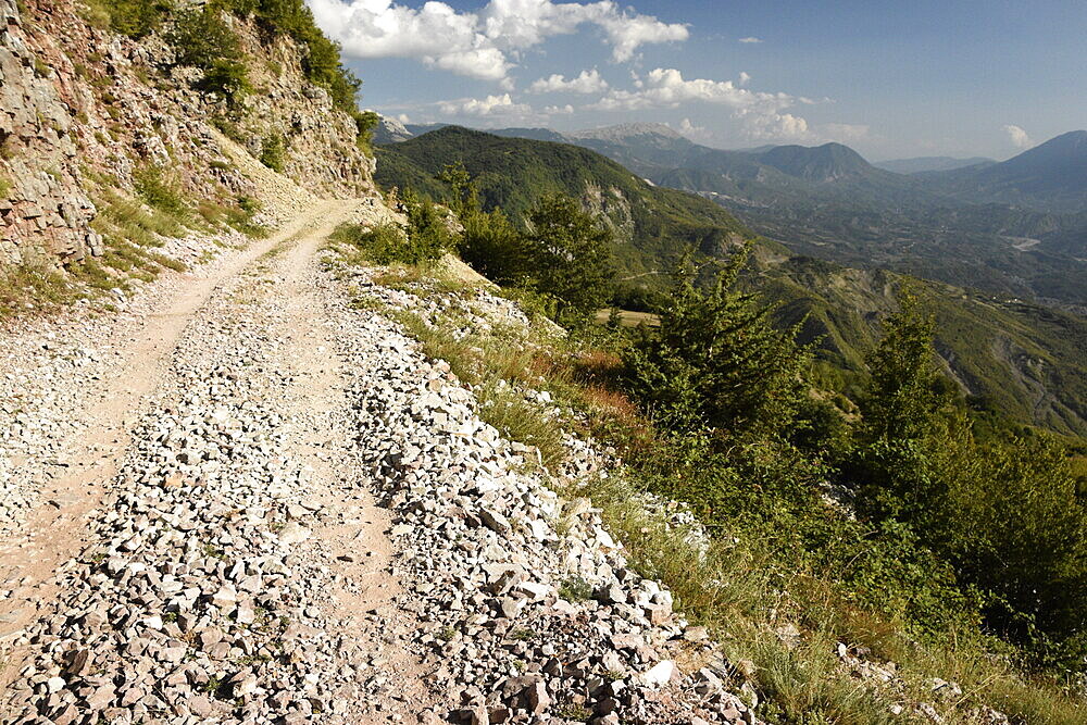 A path through the mountains in National Park Prokletije, Albania, Europe