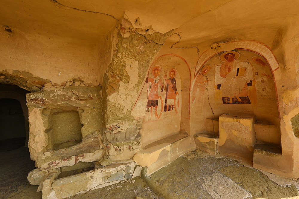 David Gareja, a rock-hewn Georgian Orthodox monastery complex located in the Kakheti region, Georgia, Central Asia, Asia