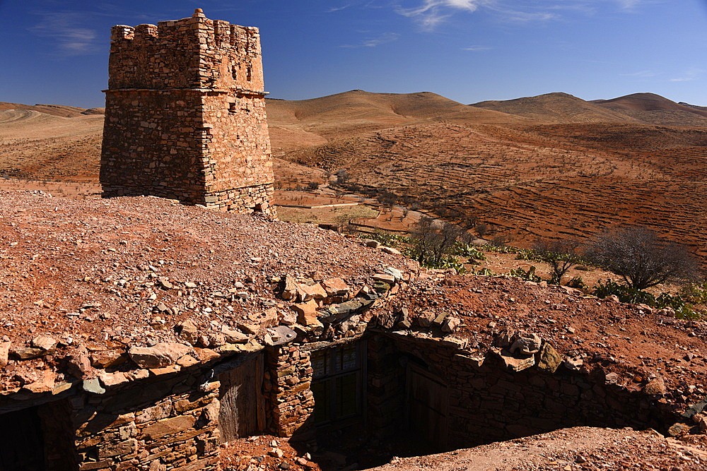 Berber granary, Agadir Tashelhit, in the form of a fortress, Anti-Atlas mountains, Morocco, North Africa, Africa