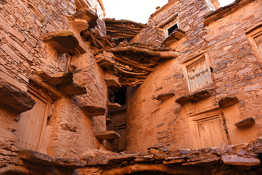 Agadir Tasguent, fortified collective granary located above the Moroccan village of Amzrou, Anti-Atlas, Morocco, North Africa, Africa