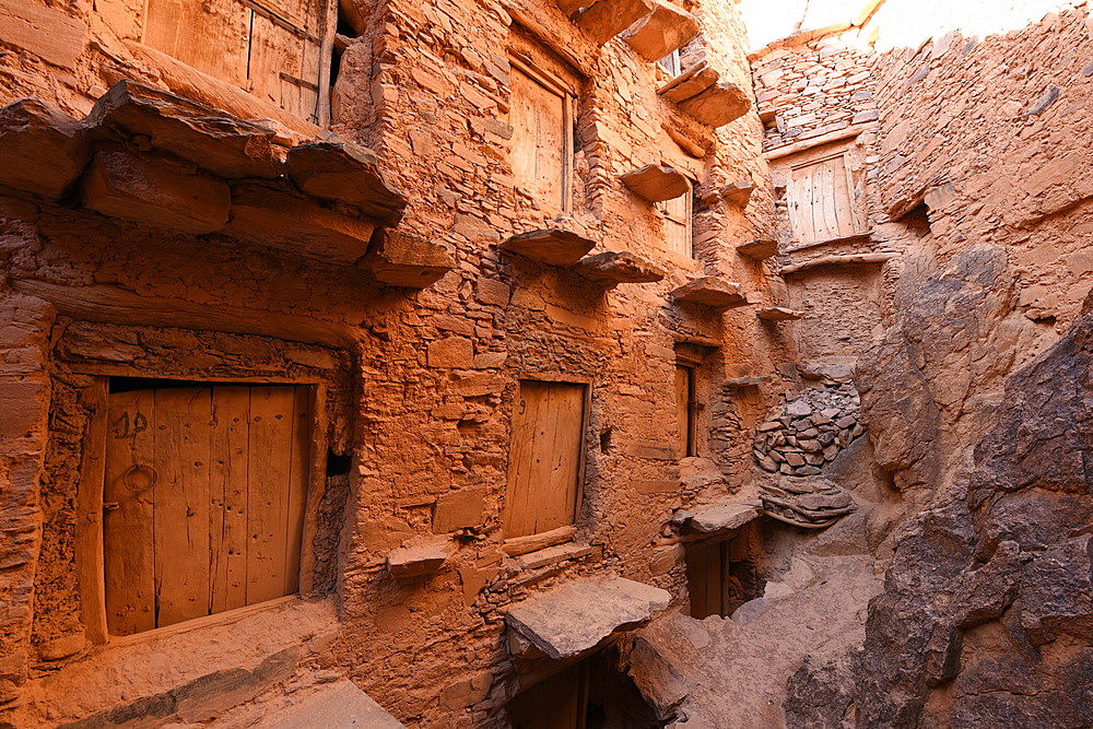 Agadir Tasguent, fortified collective granary located above the Moroccan village of Amzrou, Anti-Atlas, Morocco, North Africa, Africa