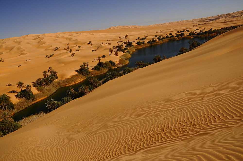 Picturesque orange Dunes of Ubari, Sahara Desert, Libya, North Africa, Africa