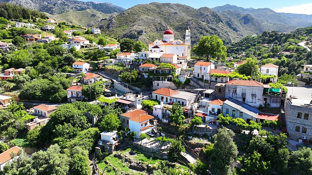 Aerial view of Lakki village, Crete, Greek Islands, Greece, Europe