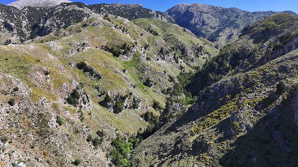 Aerial view of Gorge Sarakina Meskla, Crete, Greek Islands, Greece, Europe