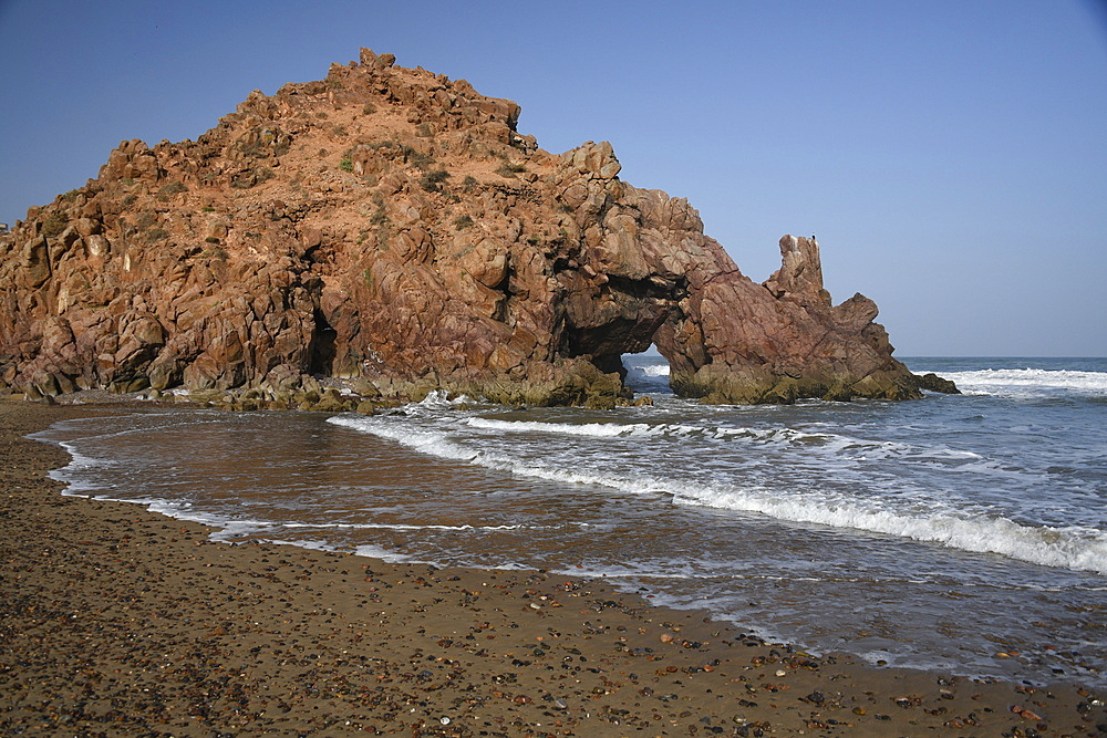 Rock formation at the beach in Mirleft, Morocco