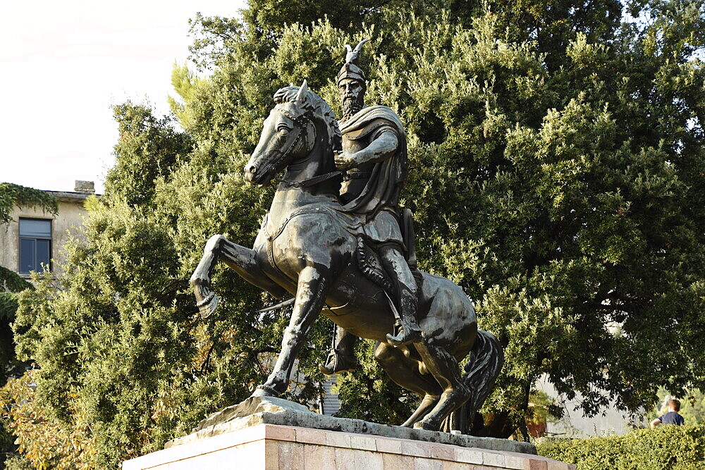 The monument of Skanderberg, Kruje, Albania, Europe