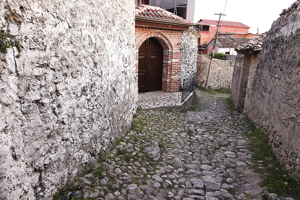 Narrow street of Kruje within the walls of the Castle, Kruje, Albania, Europe