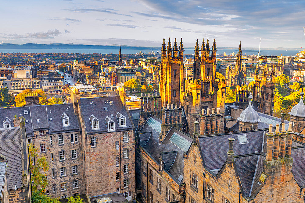 Skyline view of Edinburgh from Camera Obscura, Old Town, Edinburgh, Scotland, United Kingdom, Europe