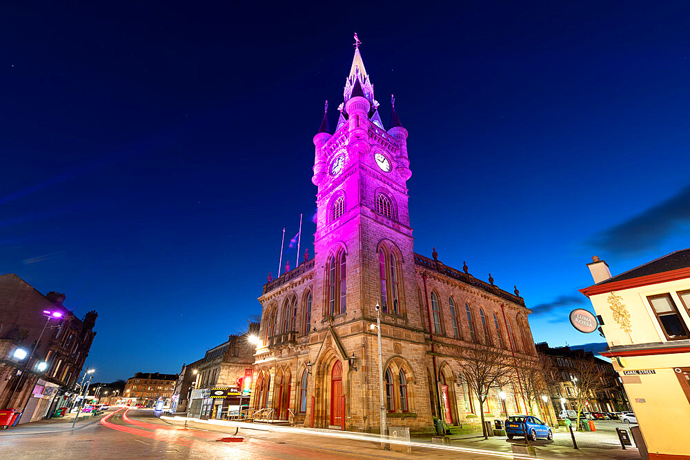 Renfrew Town Hall and Museum at dusk, Renfrew Renfrewshire, Scotland, United Kingdom, Europe