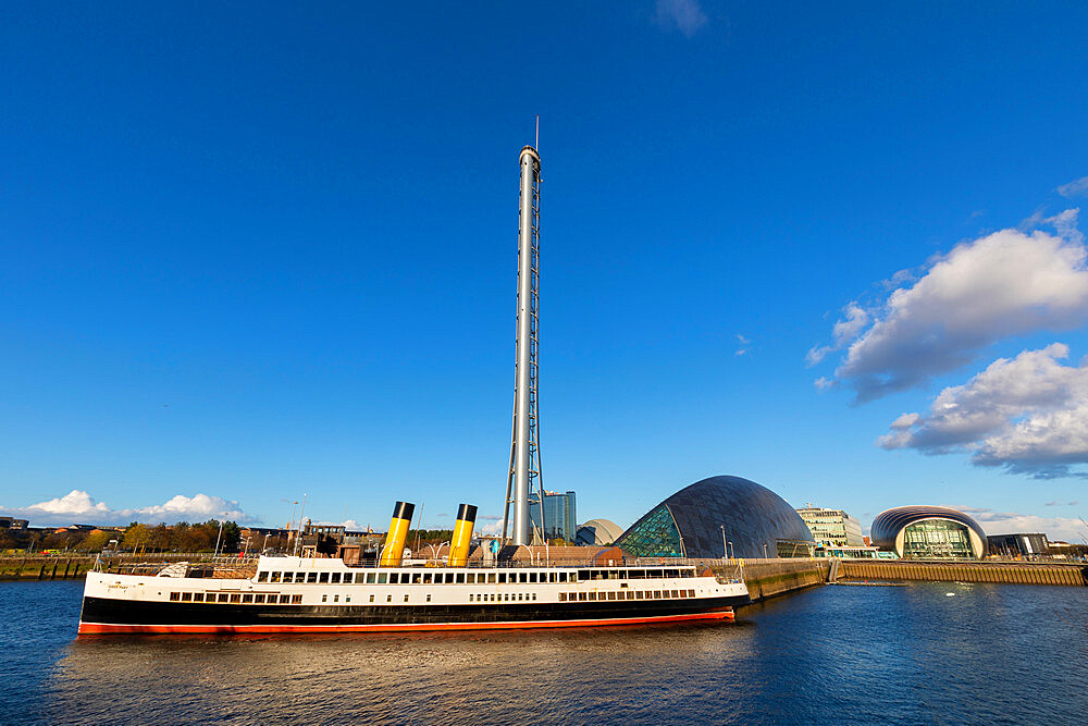 T.S. Queen Mary, Glasgow Tower and Science Centre, River Clyde, Glasgow, Scotland, United Kingdom, Europe