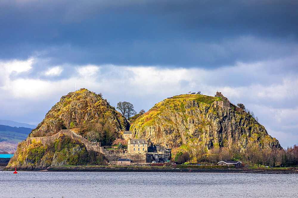 Dumbarton Rock and Castle, Storm Clouds, Firth of Clyde, Scotland, United Kingdom, Europe