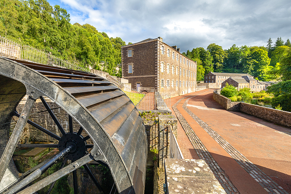 Water wheel, New Lanark, UNESCO World Heritage Site, Lanarkshire, Scotland, United Kingdom, Europe