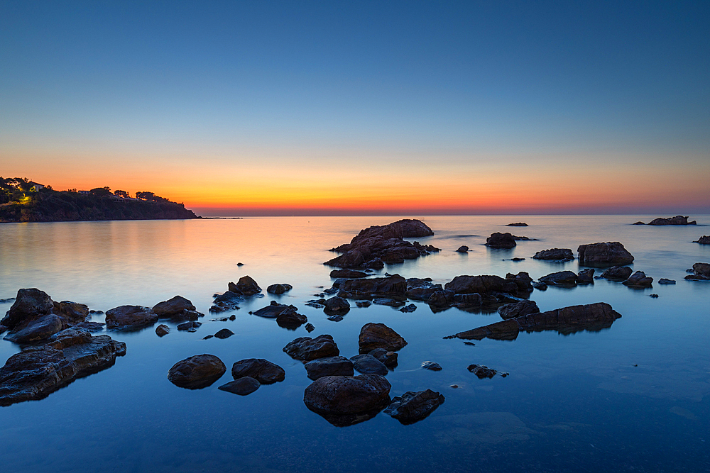 Rugged coastline near Cefalu at dusk, Province of Palermo, Sicily, Italy, Mediterranean, Europe