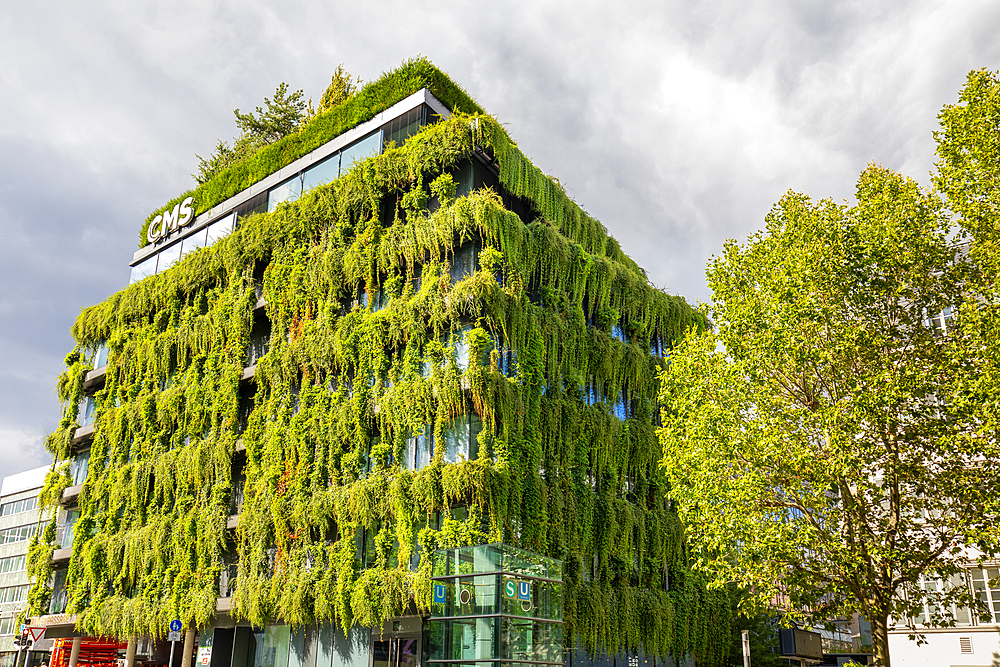 Green Facade, Calwer Passage, trees, Stuttgart, Baden-Wurttemberg state, Germany, Europe