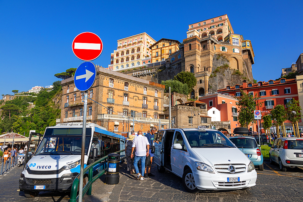 Taxis at Sorrento, Bay of Naples, Campania, Italy, Mediterranean, Europe