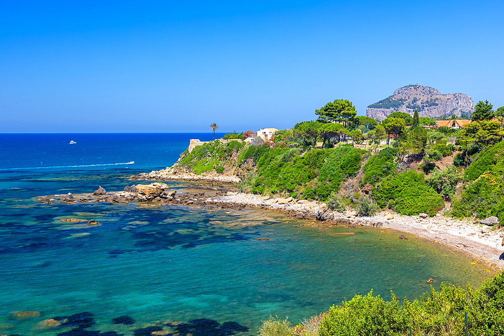 Rugged coastline near Cefalu, Mediterranean Sea, Province of Palermo, Sicily, Italy, Mediterranean, Europe